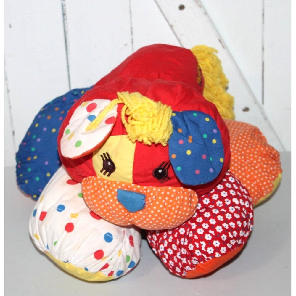 Vintage Floppalots Polkadot Dog Patchwork Yarn Quilted Plush 1987